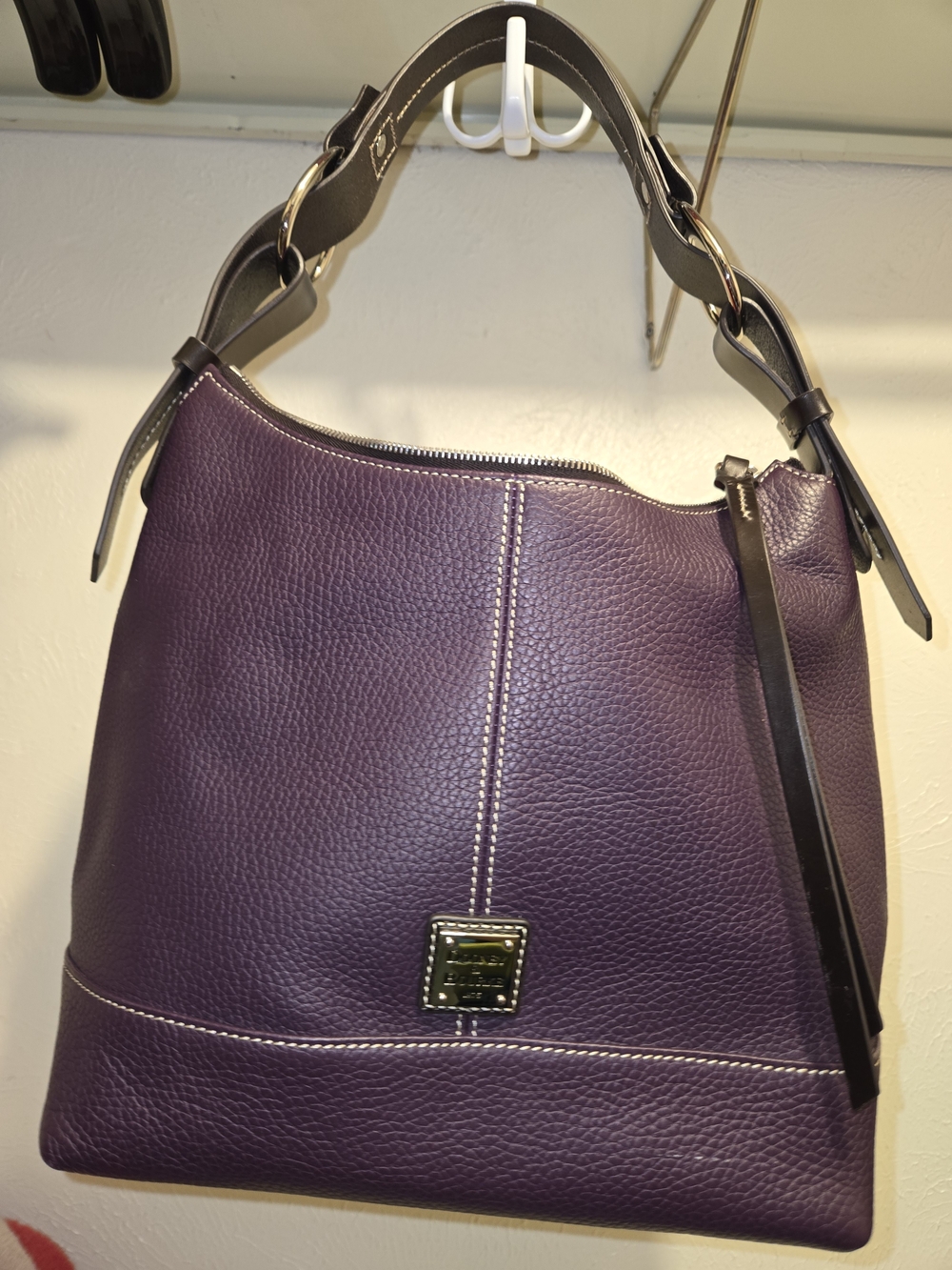 Dooney & Bourke Purple Pebbled Leather Shoulder Bag